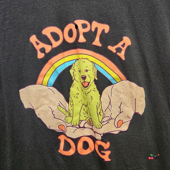 Dog Limited T-Shirt Womens Large Black Adopt A Dog Rainbow Graphic Tee - Picture 7 of 11